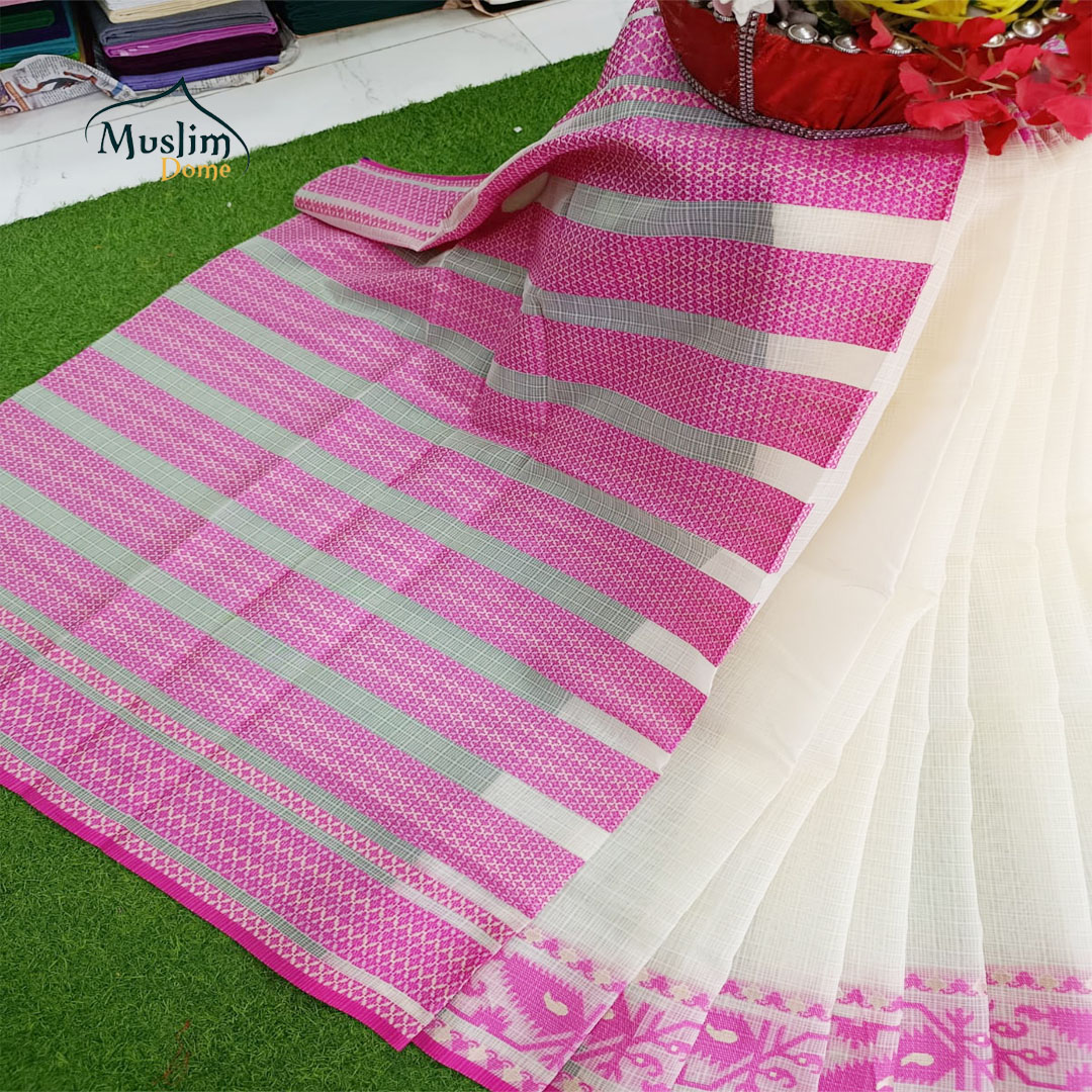 কোটা সিল্ক জামদানী পার শাড়ী – Tangail Silk Jamdani Saree with Blouse thumbnail 10