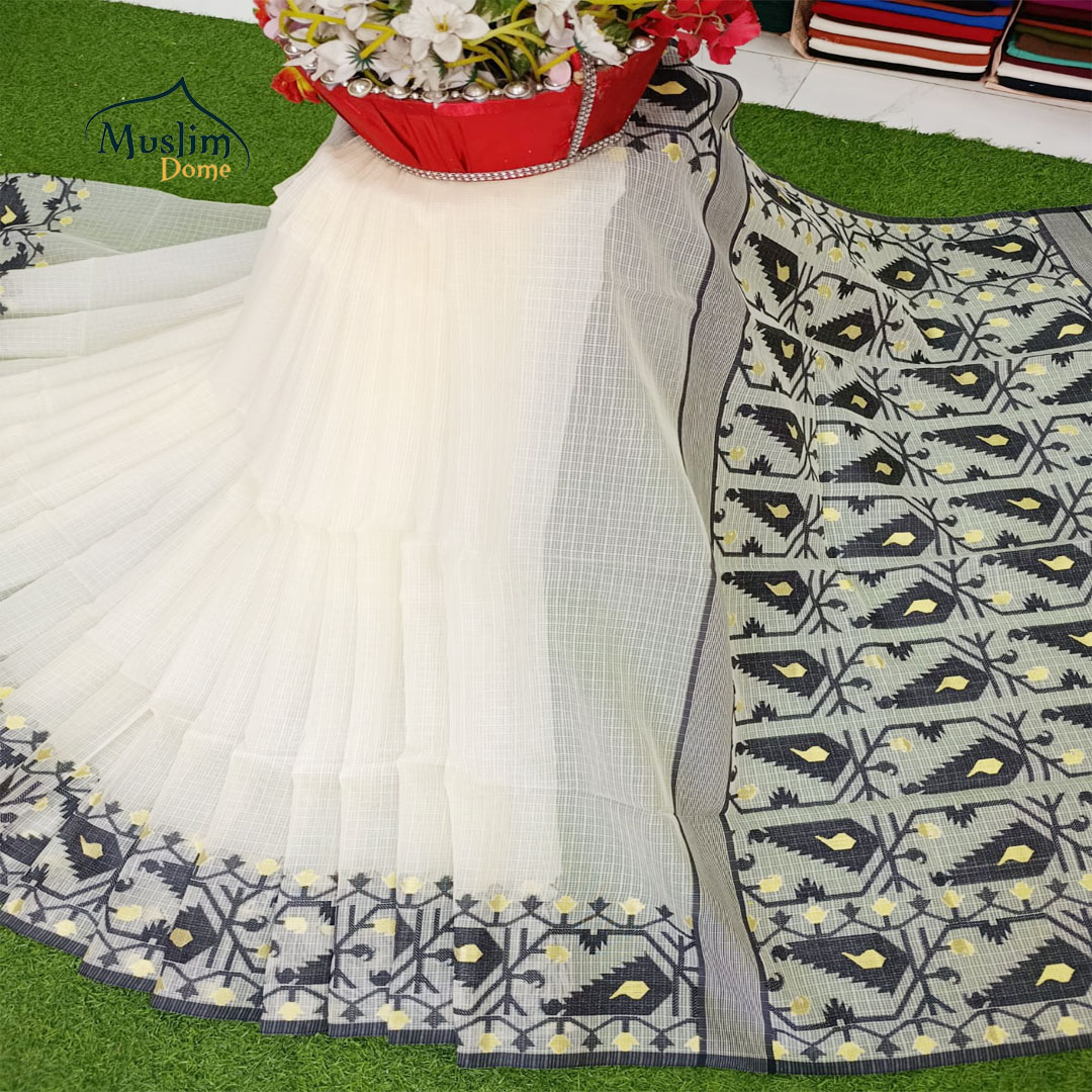 কোটা সিল্ক জামদানী পার শাড়ী – Tangail Silk Jamdani Saree with Blouse thumbnail 2