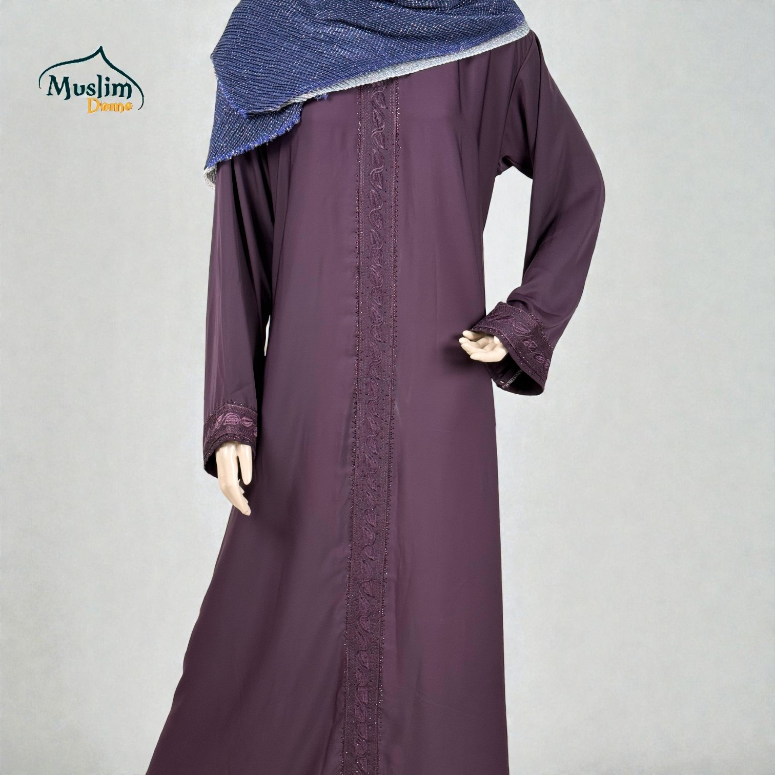 বোরখা – Regulate Fit | Embroidery & Stone Design | Dubai Cherry Fabric thumbnail 2