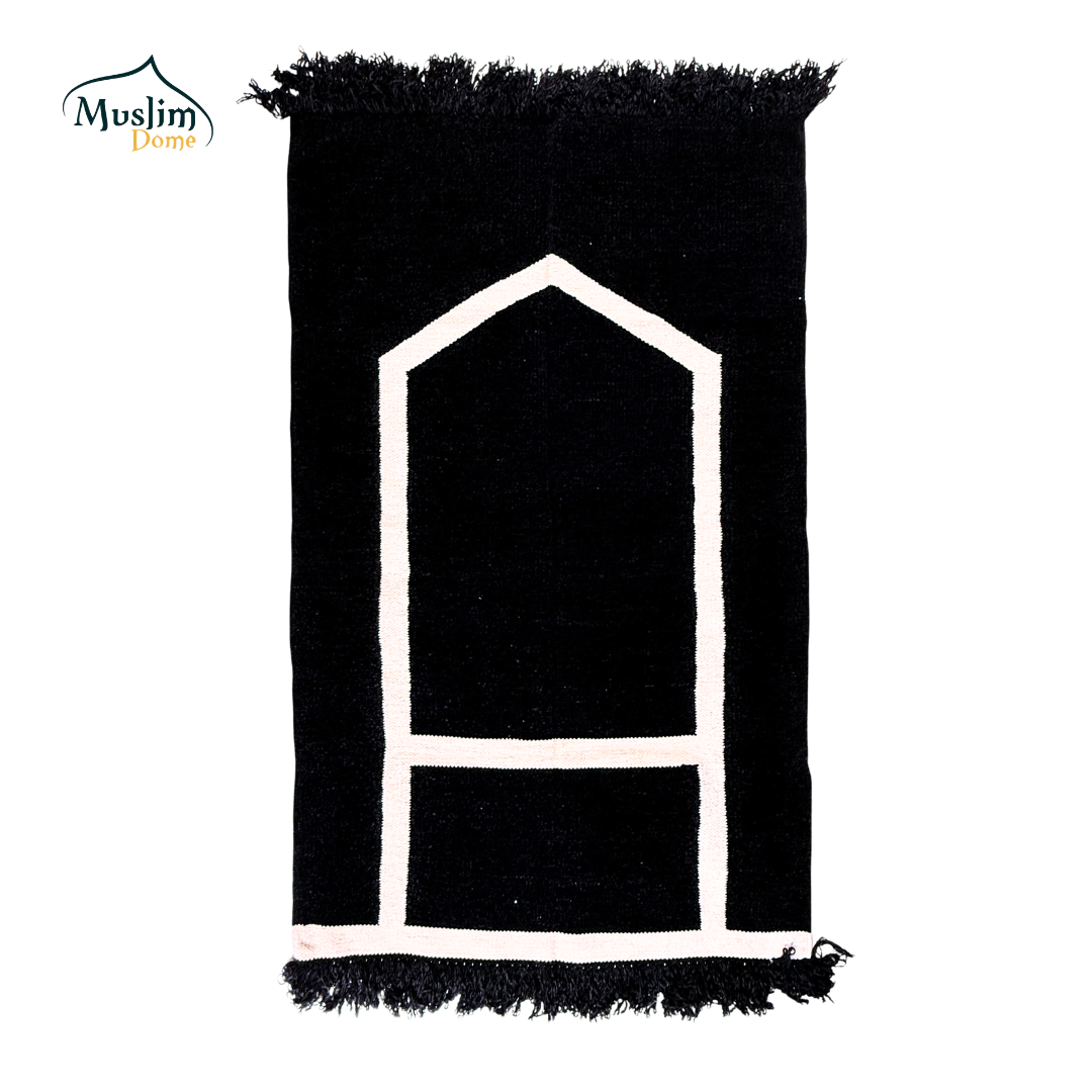 হ্যান্ডমেড জায়নামাজ (Single Person - Large) | Soft Chanel Fabric | Black Color | Size 30″×48″ | Both Side Usable