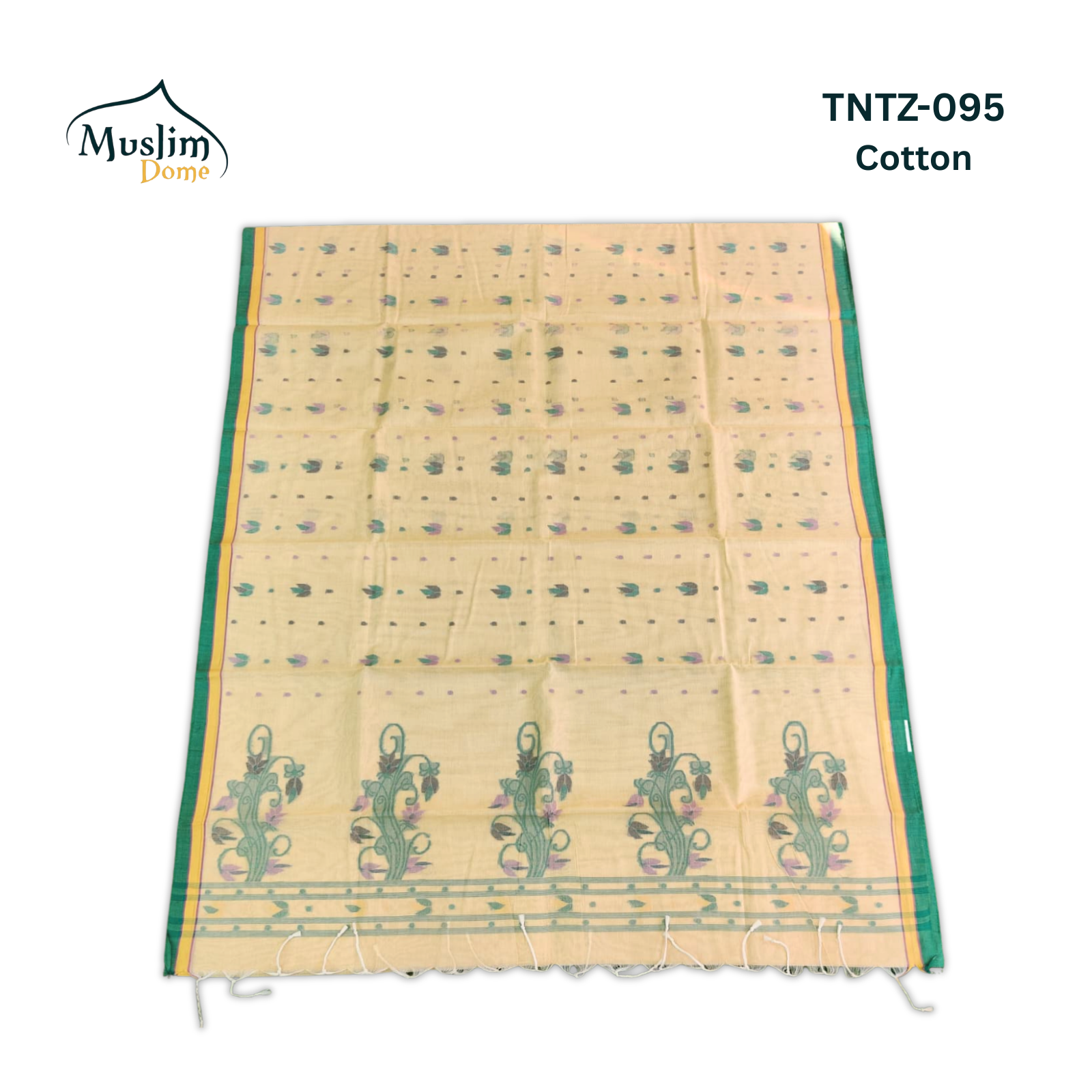 কটন তন্তুজ জামদানী শাড়ি – Cotton Tantuja Jamdani Saree (Small Floral Design, 13.5 Hands, Blouse Piece Included) thumbnail 14