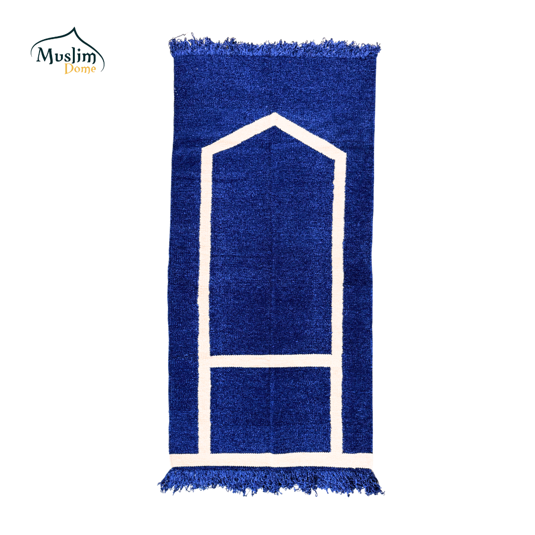 হ্যান্ডমেড জায়নামাজ (Single Person) | Soft Chanel Fabric | Blue Color | Size 24″×48″ | Both Side Usable