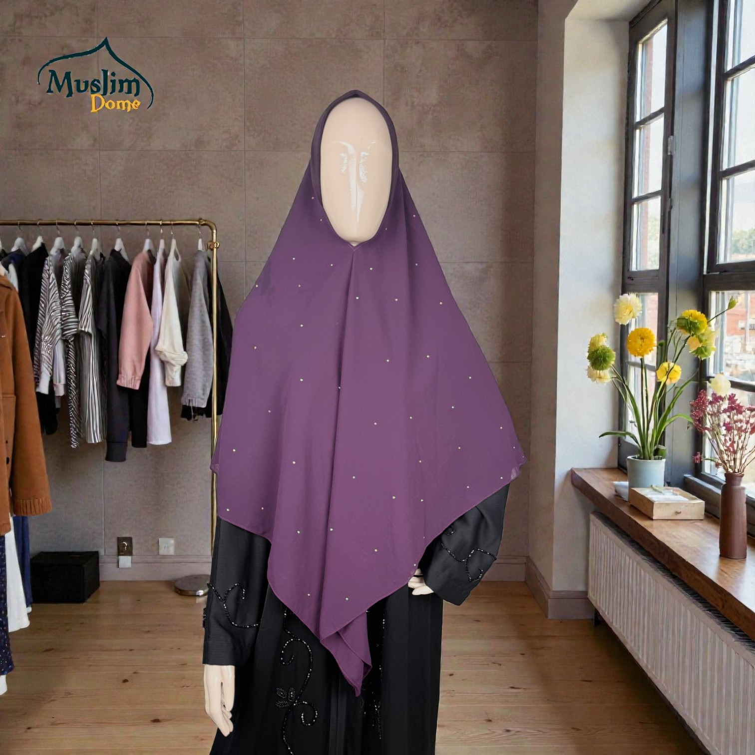 টু লেয়ার স্টোন ডিজাইন রেডি হিজাব | Two Layer with Stone Design Ready Hijab – Full Coverage | Malaysian Imported thumbnail 3