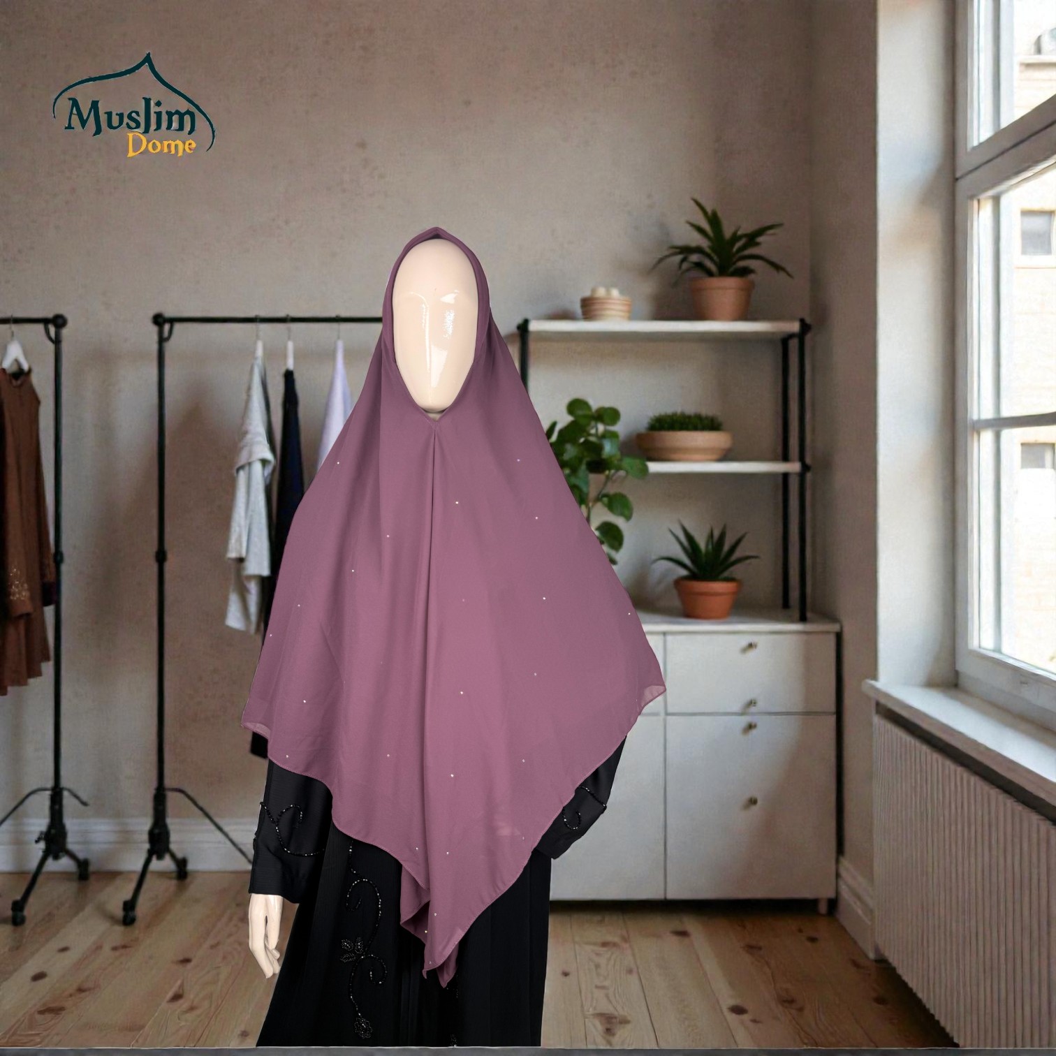 টু লেয়ার স্টোন ডিজাইন রেডি হিজাব | Two Layer with Stone Design Ready Hijab – Full Coverage | Malaysian Imported thumbnail 4