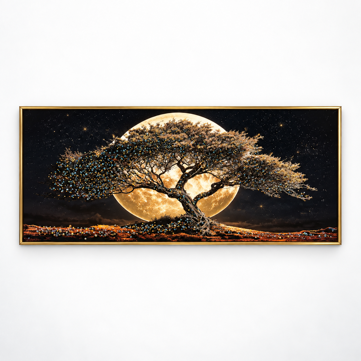Moonlit Tree Wall Art â Premium Crystal Acrylic Wall Frame | 48" Ã 24"