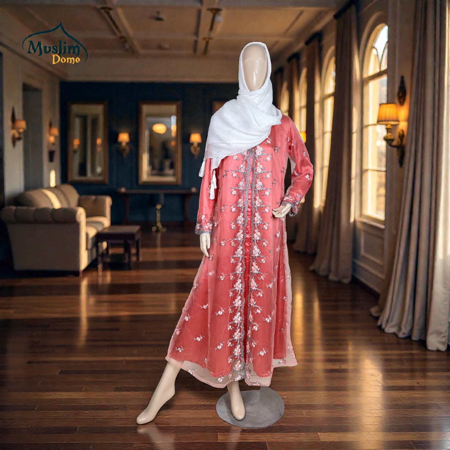 Long Dress with Koti |Embroidery নেট কটি সহ লং ড্রেস – Samu Silk Fabric