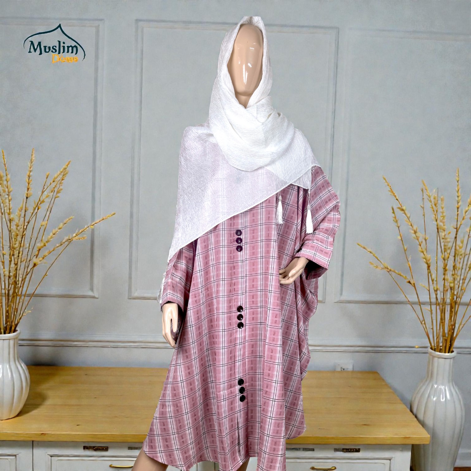 Short Abaya – Burberry Check Pattern | প্রিমিয়াম Dubai Cherry Fabric | Stylish Modest Wear thumbnail 10