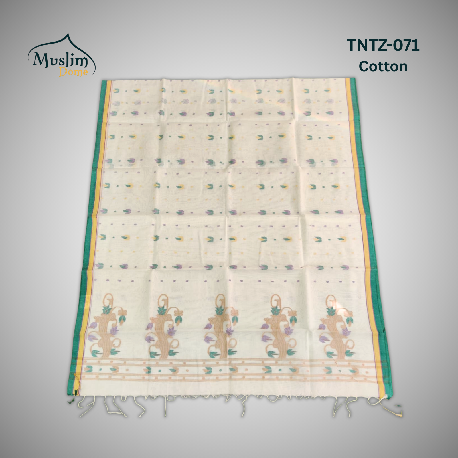 কটন তন্তুজ জামদানী শাড়ি – Cotton Tantuja Jamdani Saree (Large Floral Design, 13.5 Hands, Blouse Piece Included) thumbnail 6