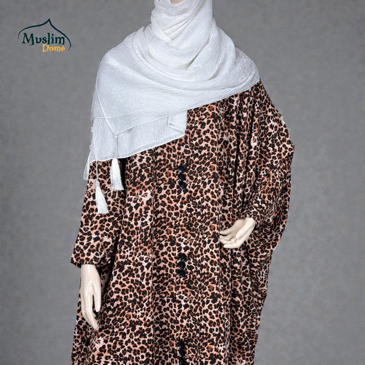 Short Abaya – Leopard Tiger Print | প্রিমিয়াম Dubai Cherry Fabric | Free Size