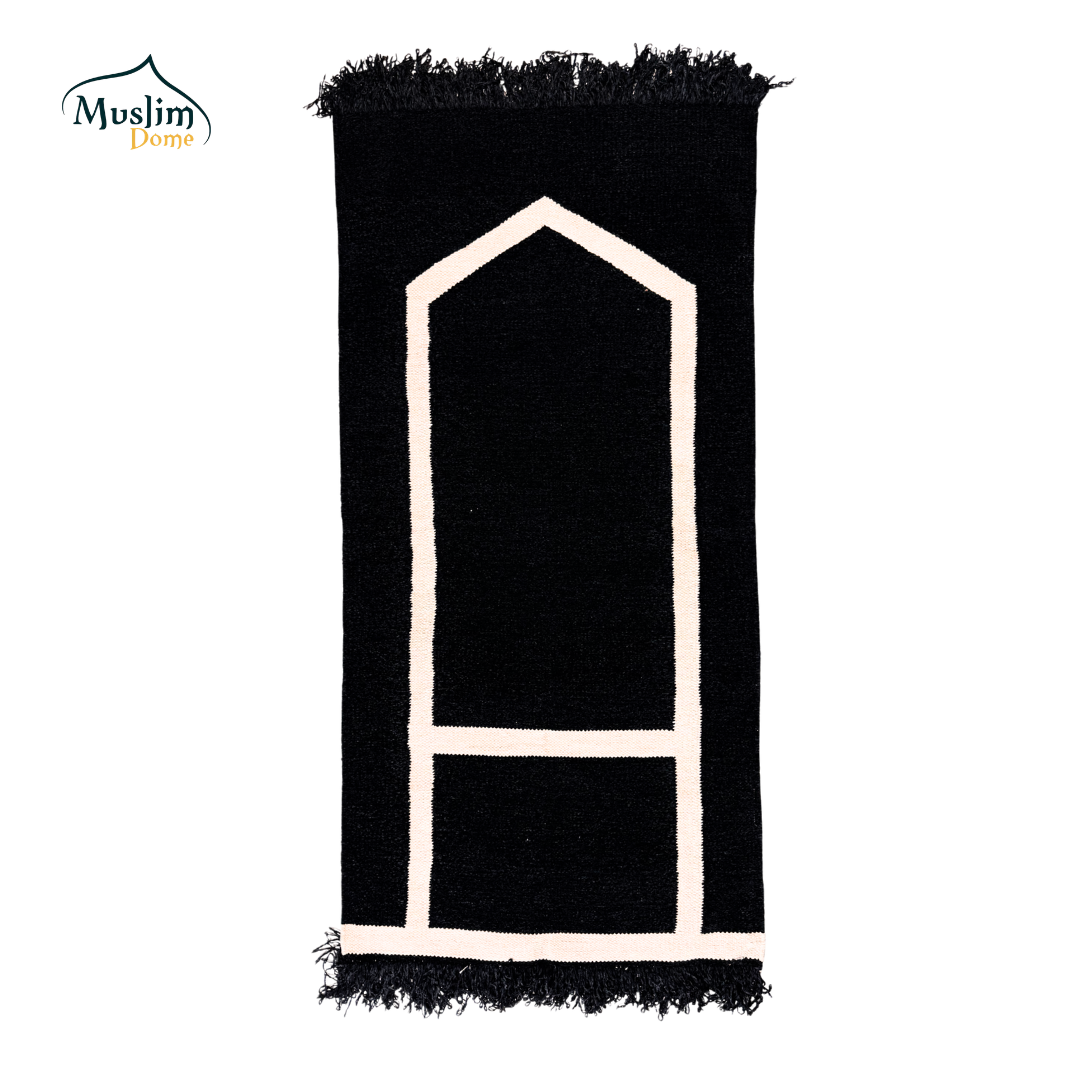 হ্যান্ডমেড জায়নামাজ (Single Person) | Soft Chanel Fabric | Black Color | Size 24″×48″ | Both Side Usable