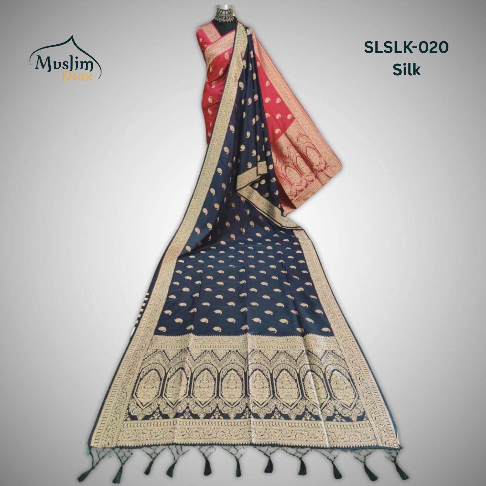 প্রিমিয়াম জামদানী শাড়ি – Premium Jamdani Saree (Half Silk, Single Tree Leaf Design, Blouse Piece Included) thumbnail 5