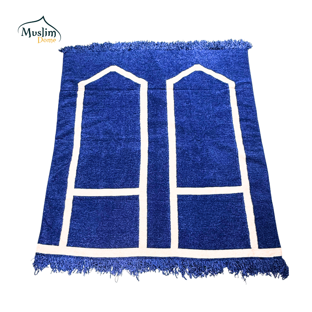 হ্যান্ডমেড জায়নামাজ (Two Person) | Soft Chhandmade-jainamaz-two-blue-47x48anel Fabric | Blue Color | Size 47″×48″ | Both Side Usable