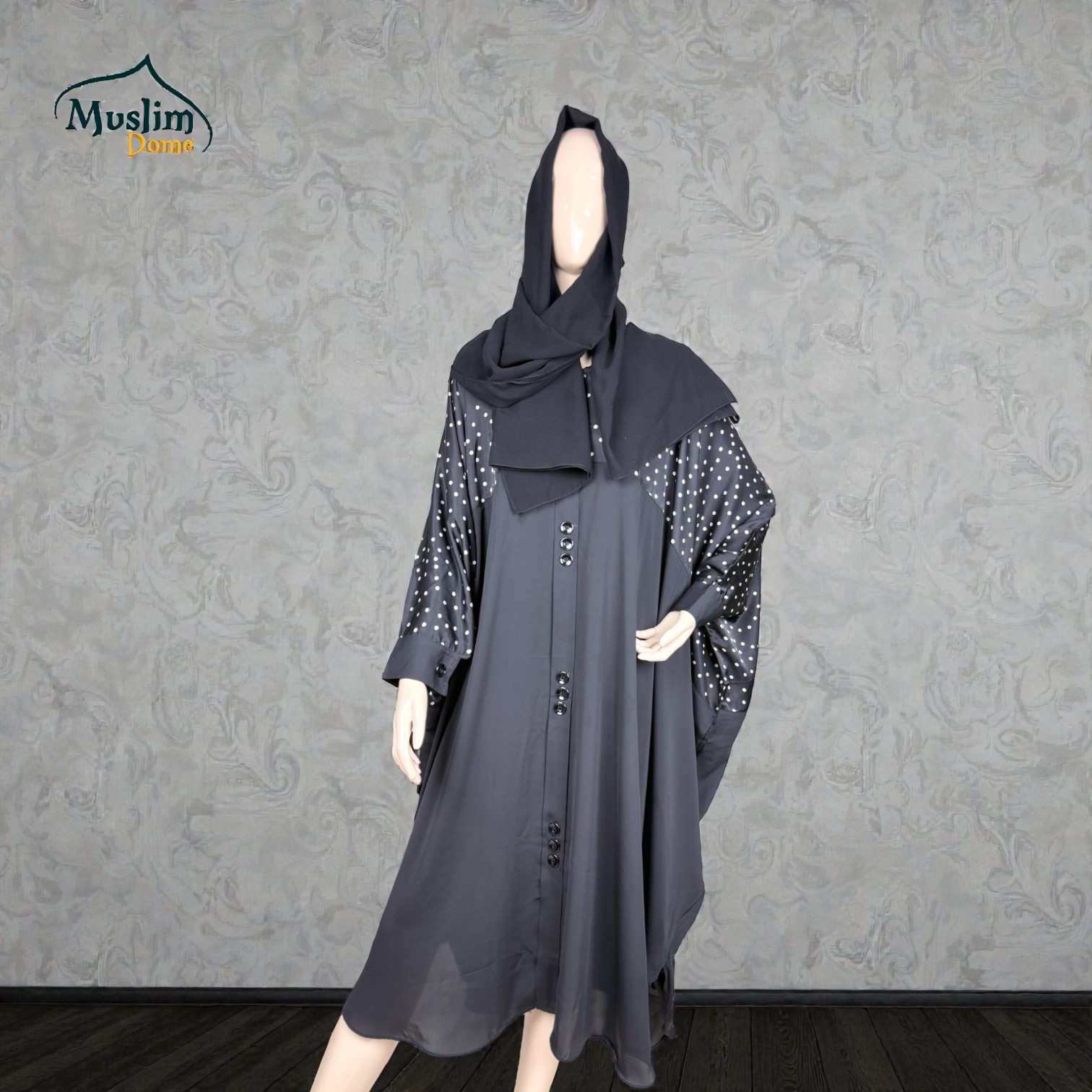 Short Abaya Print | স্টাইলিশ শর্ট আবায়া | Elegant Everyday Wear | Black & Blue thumbnail 2