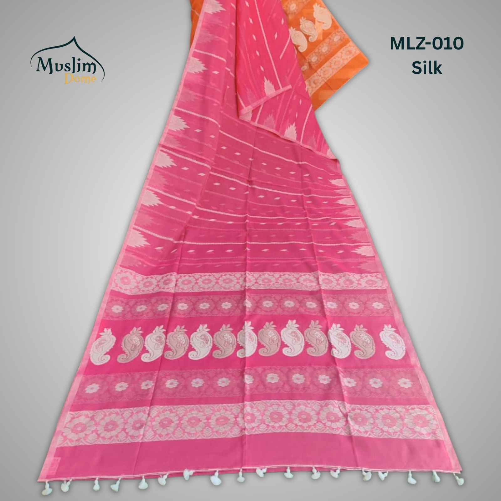 মার্সলাইজ সিল্ক জামদানী শাড়ি ব্লাউজ পিস ও Tassel সহ thumbnail 13