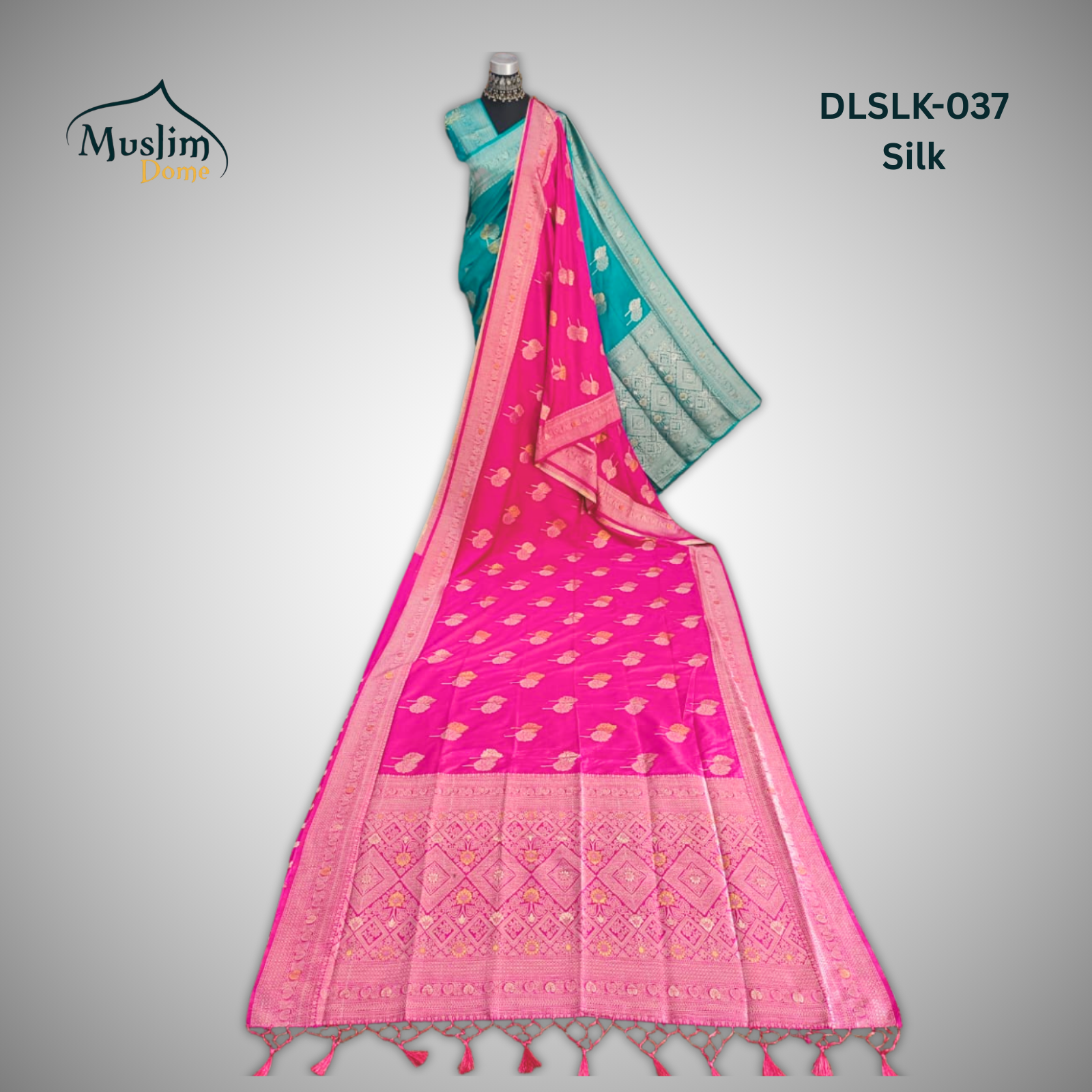 প্রিমিয়াম জামদানী শাড়ি – Premium Jamdani Saree (Half Silk, Double Tree Leaf Design, Blouse Piece Included) thumbnail 9