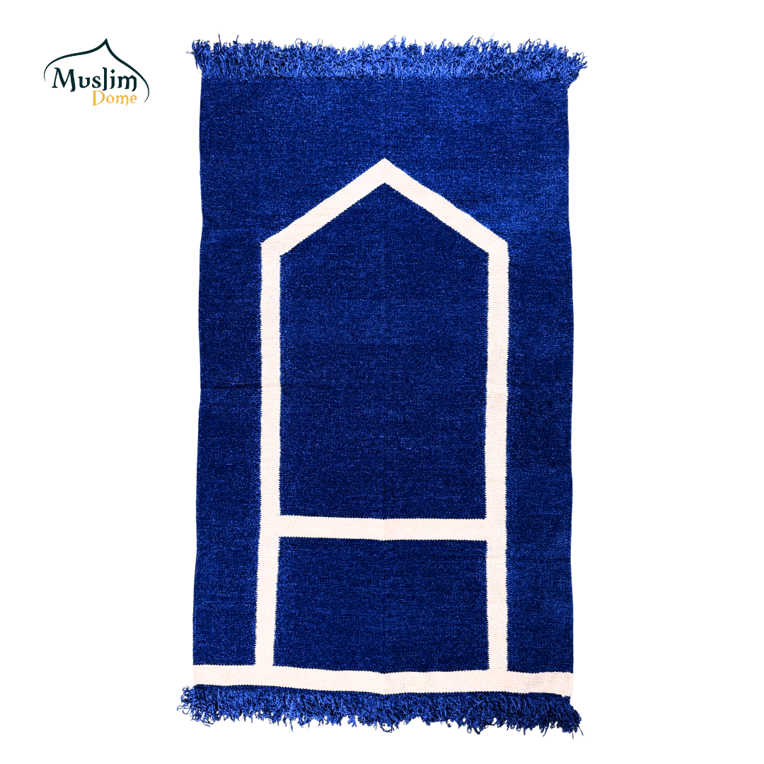 হ্যান্ডমেড জায়নামাজ (Single Person - Large) | Soft Chanel Fabric | Blue Color | Size 30″×48″ | Both Side Usable