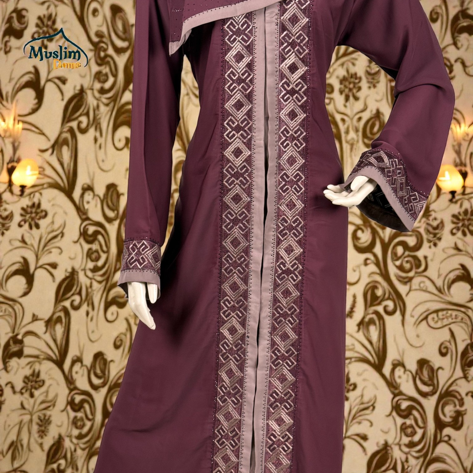 প্রিমিয়াম বোরখা | With Scarf – Dubai Cherry Fabric, Adjustable Belt সহ thumbnail 2