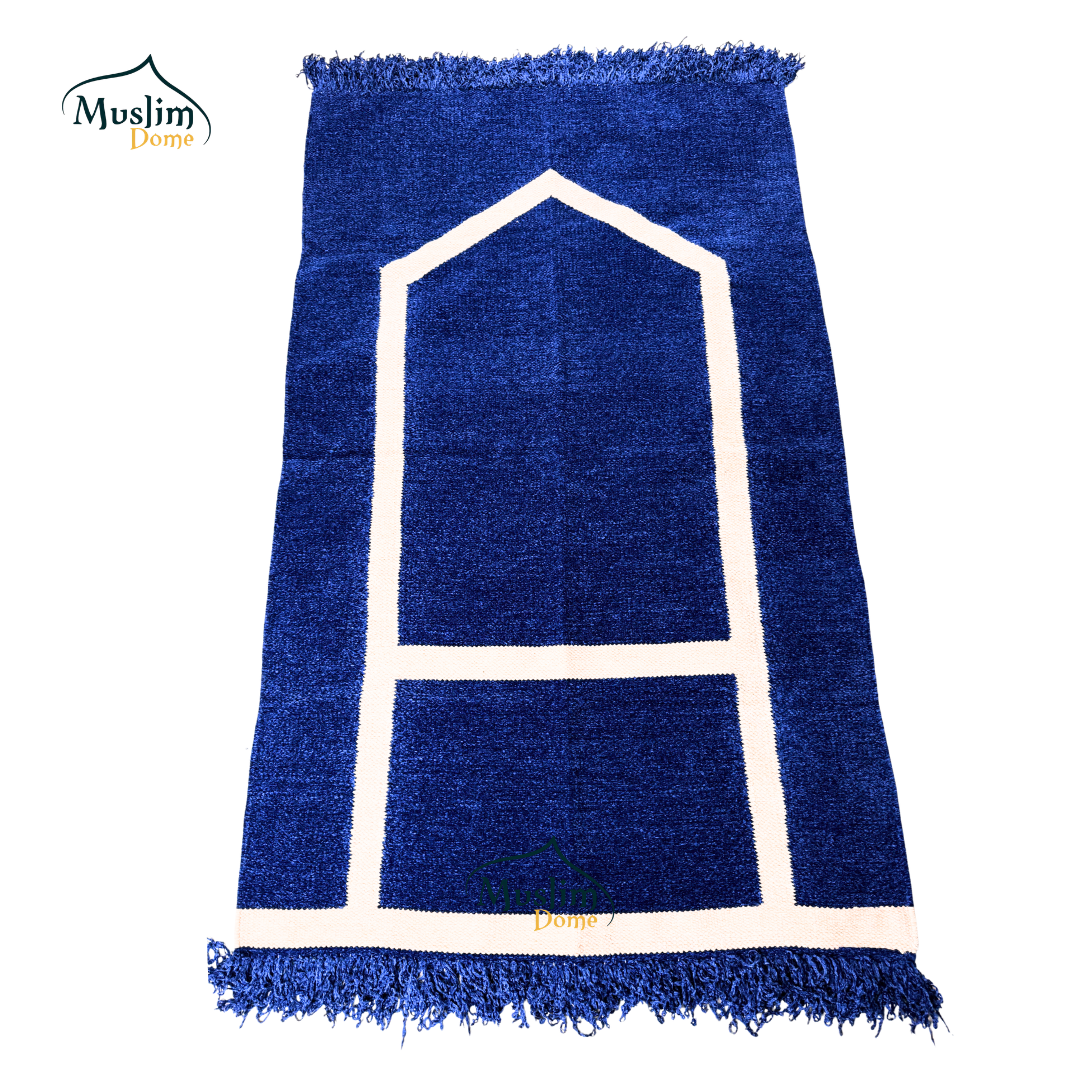 হ্যান্ডমেড জায়নামাজ (Single Person - Large) | Soft Chanel Fabric | Blue Color | Size 30″×48″ | Both Side Usable thumbnail 3