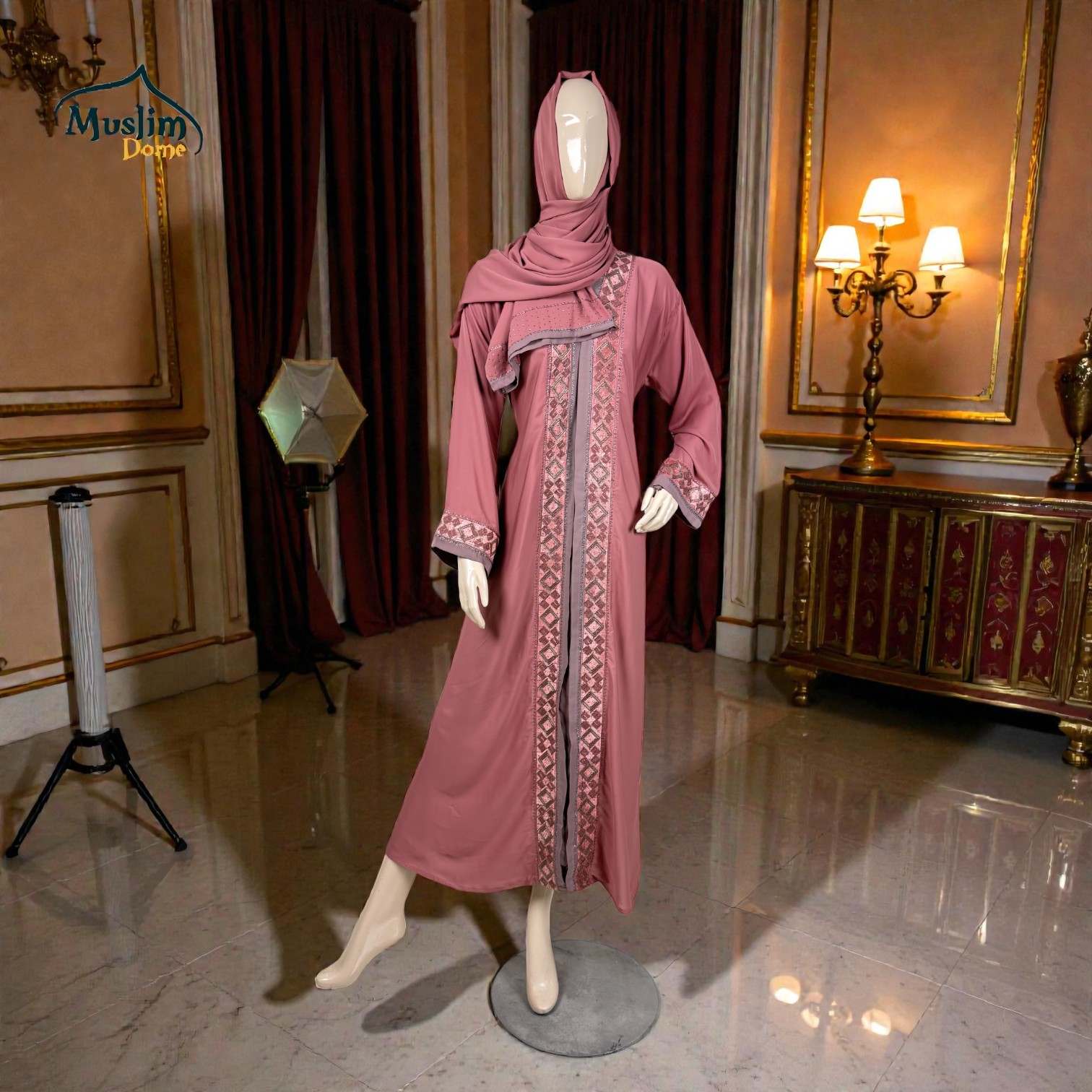 প্রিমিয়াম বোরখা | With Scarf – Dubai Cherry Fabric, Adjustable Belt সহ thumbnail 3