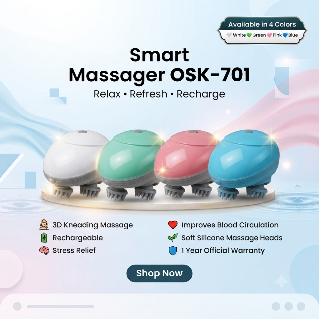 Smart Massager Rechargeable Electric Head Massager OSK-701 | 3D Scalp Massage | 1 Year Warranty