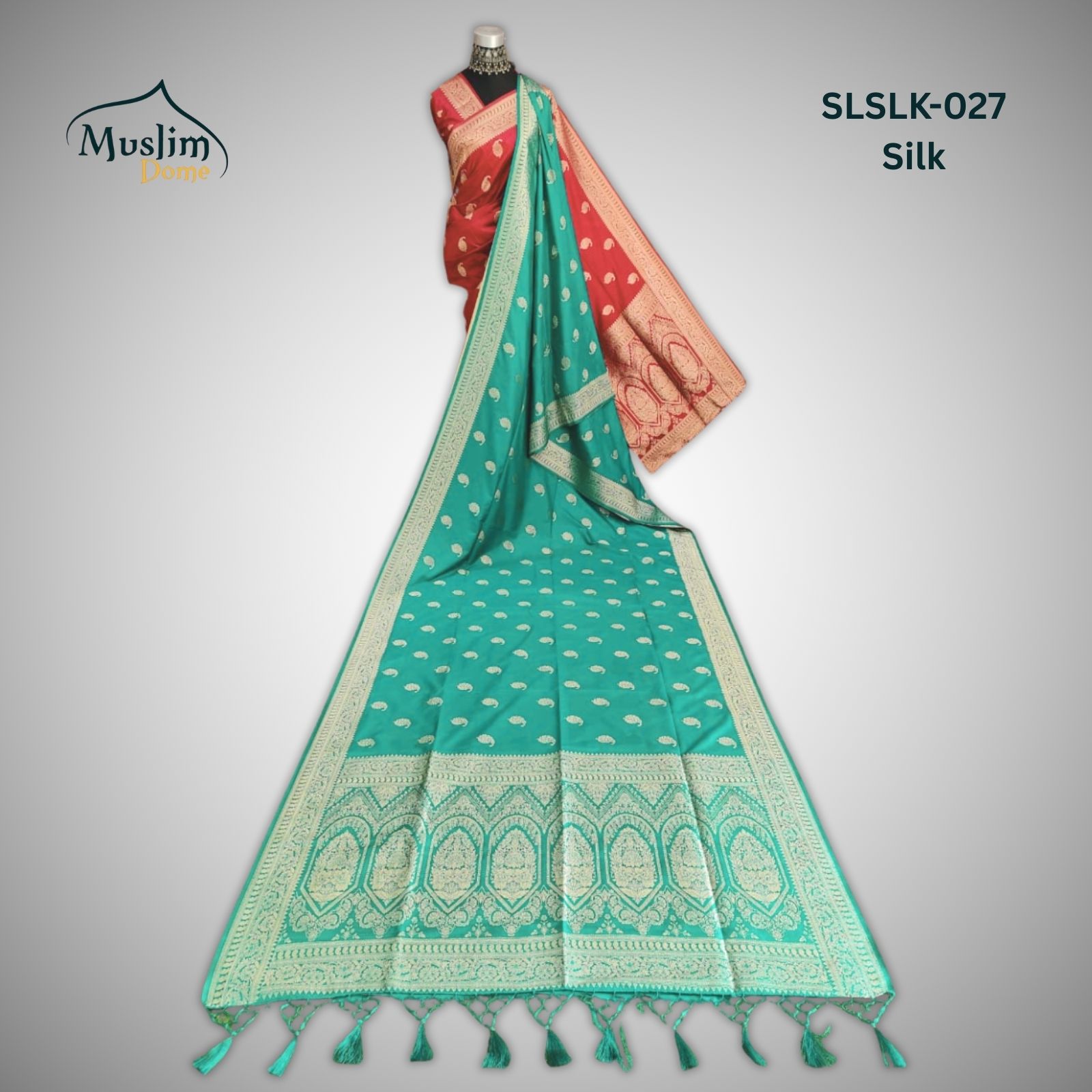 প্রিমিয়াম জামদানী শাড়ি – Premium Jamdani Saree (Half Silk, Single Tree Leaf Design, Blouse Piece Included) thumbnail 12