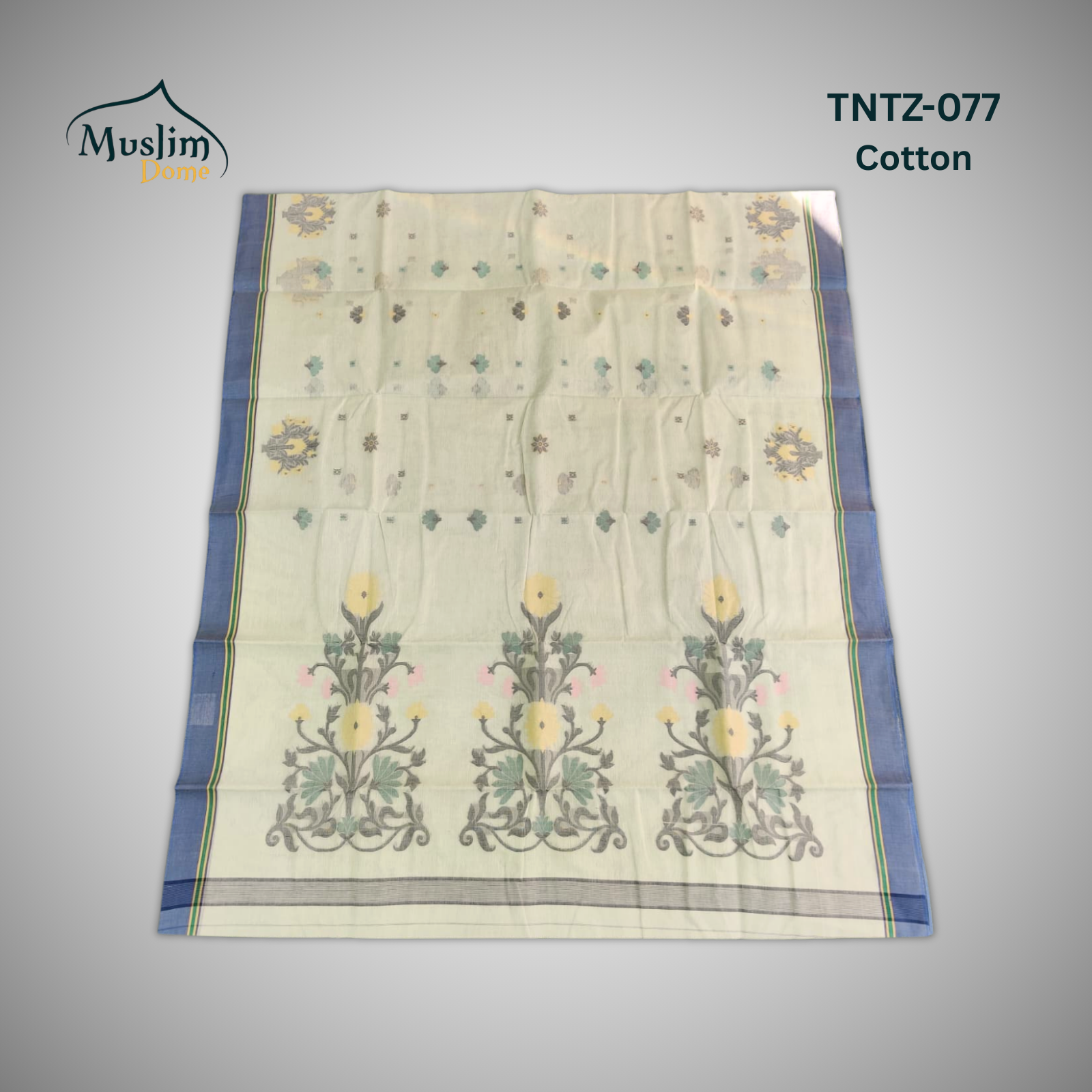 কটন তন্তুজ জামদানী শাড়ি – Cotton Tantuja Jamdani Saree (Large Floral Design, 13.5 Hands, Blouse Piece Included) thumbnail 13