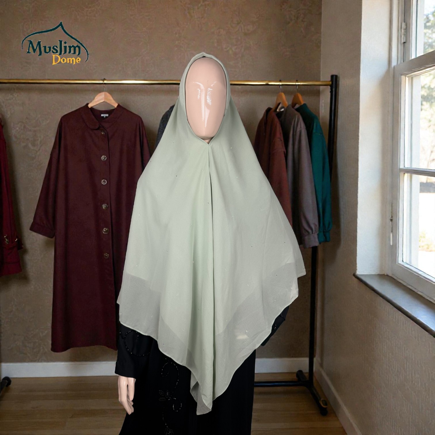 টু লেয়ার স্টোন ডিজাইন রেডি হিজাব | Two Layer with Stone Design Ready Hijab – Full Coverage | Malaysian Imported thumbnail 2