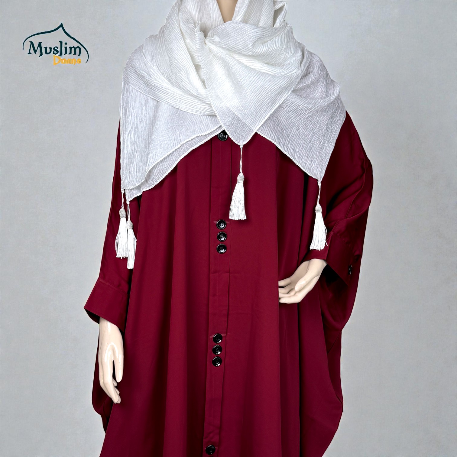 Short Abaya – Solid Color | প্রিমিয়াম Dubai Cherry Fabric | Free Size | Purple & Maroon thumbnail 4