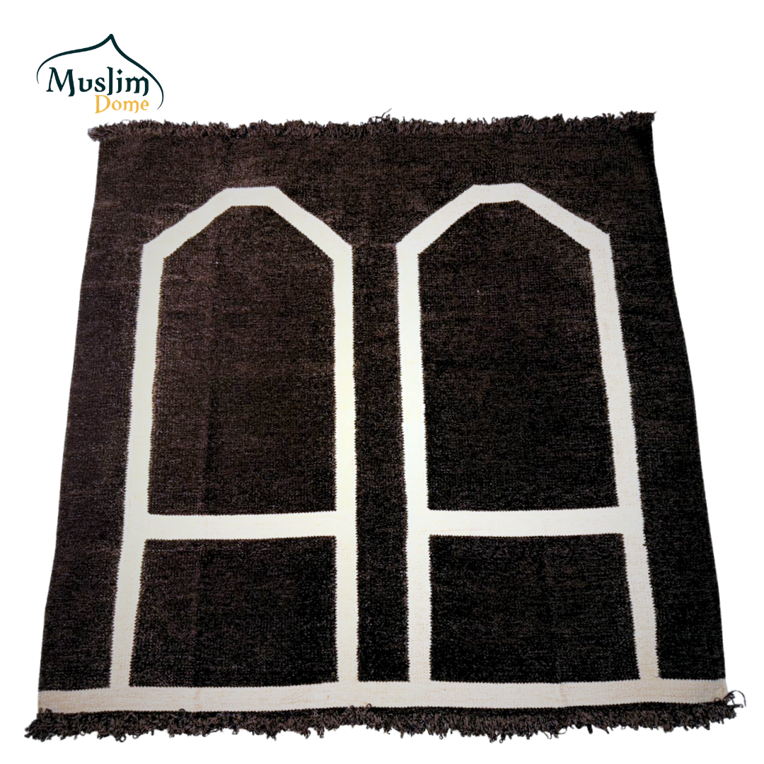 হ্যান্ডমেড জায়নামাজ (Two Person) | Soft Chanel Fabric | Brown Color | Size 47″×48″ thumbnail 3