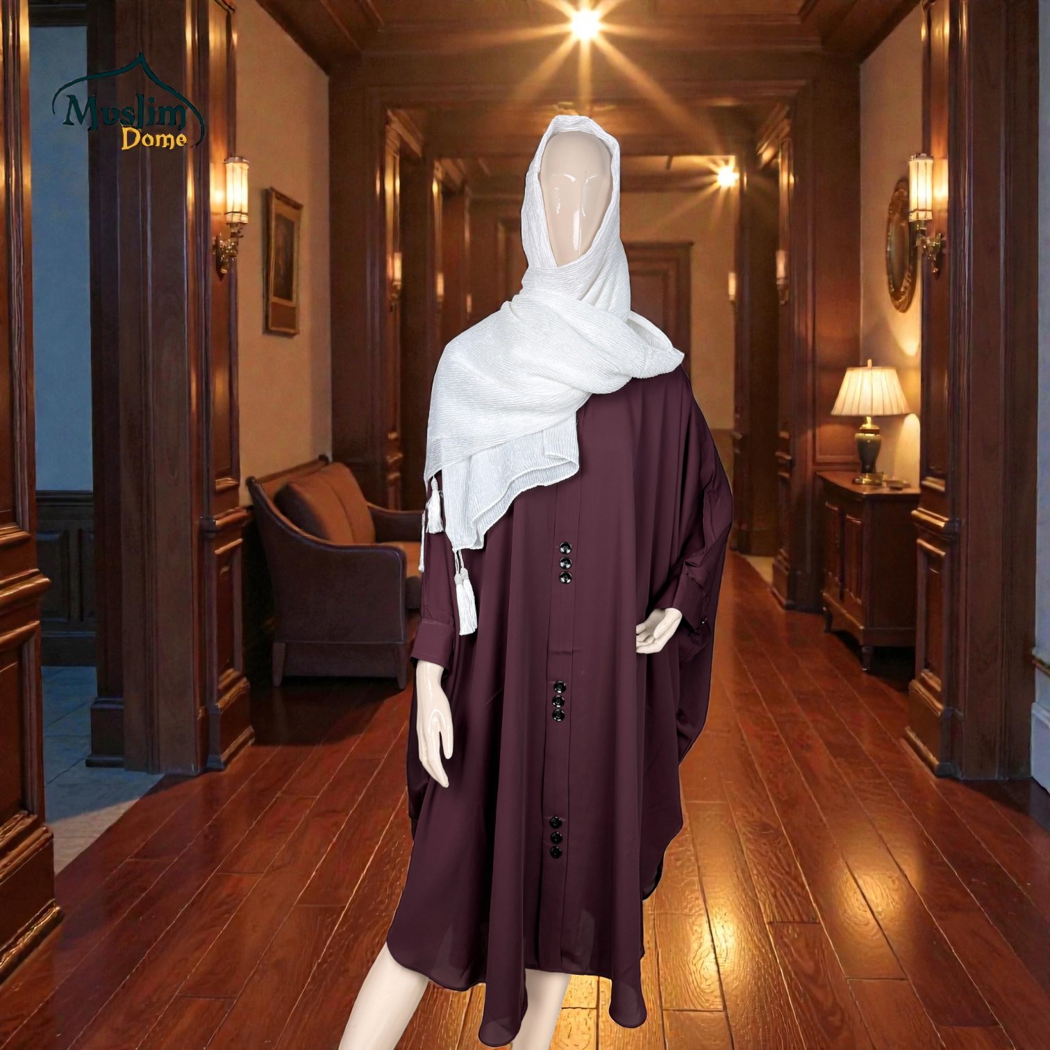 Short Abaya – Solid Color | প্রিমিয়াম Dubai Cherry Fabric | Free Size | Purple & Maroon thumbnail 2