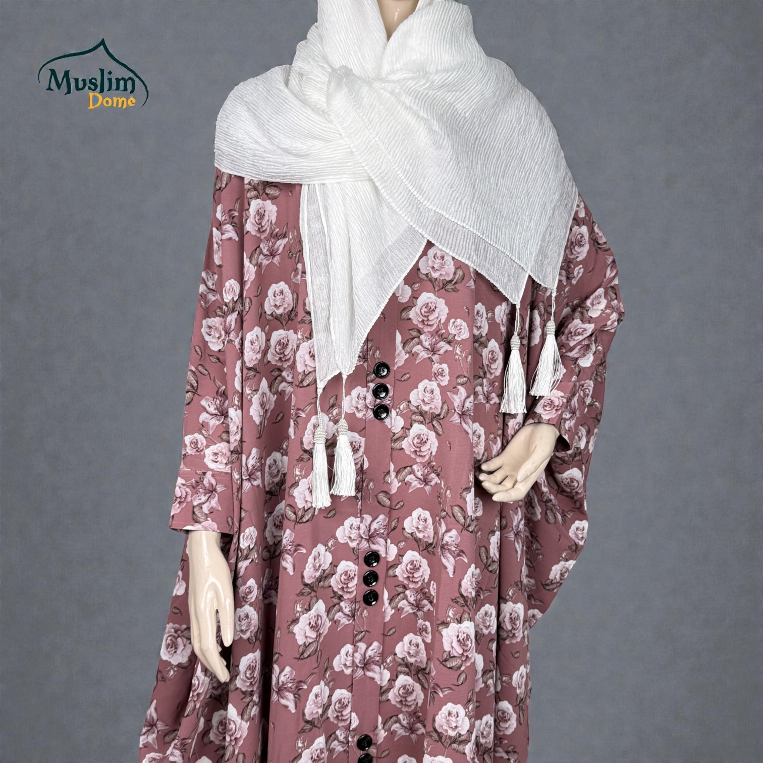 Short Abaya Floral Print | শর্ট আবায়া ফ্লোরাল ডিজাইন | Both Hand Cuff & Adjustable Button | Free Size