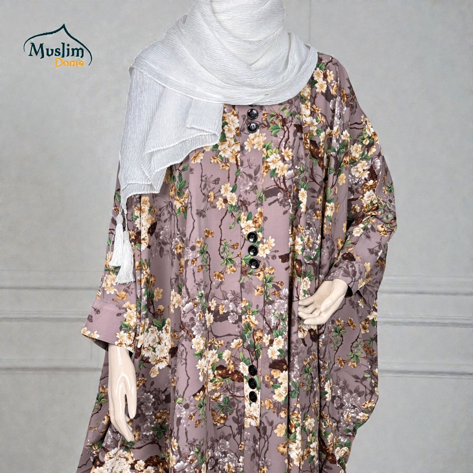 Short Abaya Floral Print | শর্ট আবায়া ফ্লোরাল ডিজাইন | Both Hand Cuff & Adjustable Button | Free Size thumbnail 2