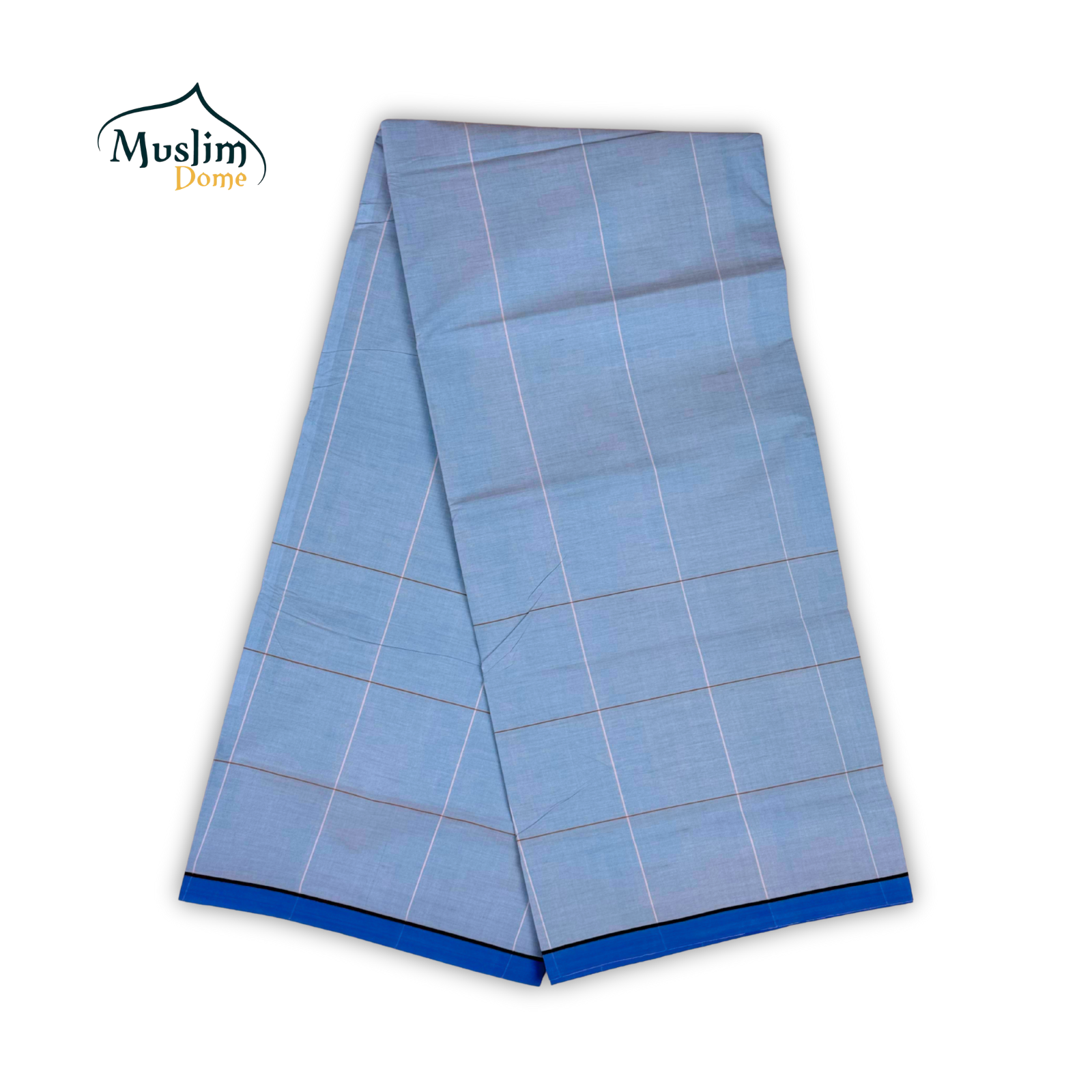 প্রিমিয়াম Handloom লুঙ্গি – Traditional Ruhitpur Weaving (Sky Blue Checked, 84 Count)