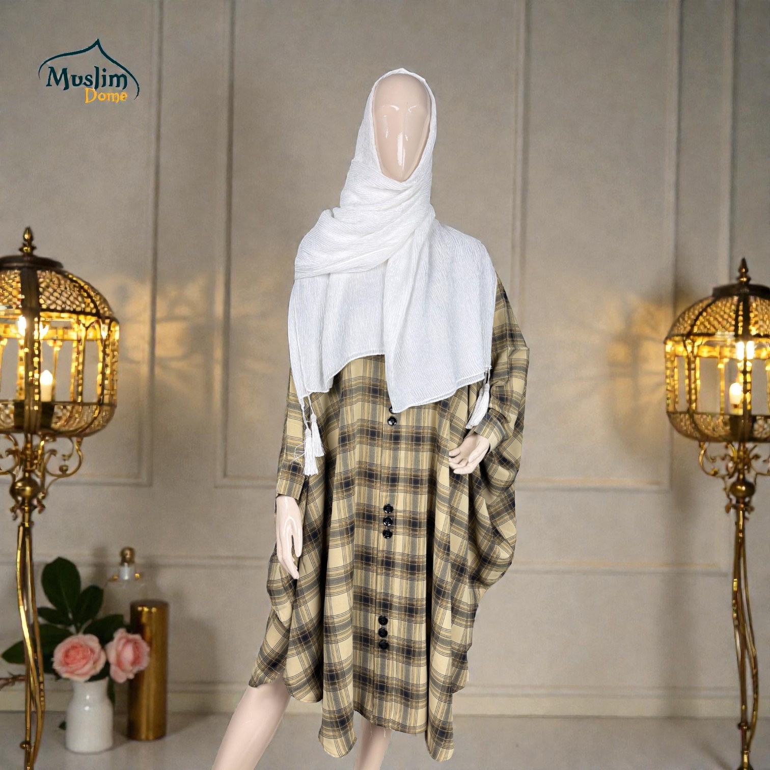 Short Abaya – Burberry Check Pattern | প্রিমিয়াম Dubai Cherry Fabric | Stylish Modest Wear thumbnail 3