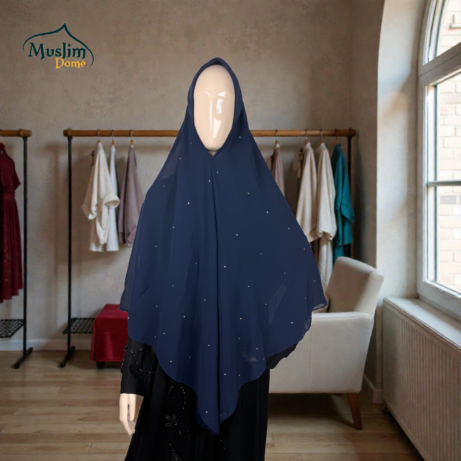 টু লেয়ার স্টোন ডিজাইন রেডি হিজাব | Two Layer with Stone Design Ready Hijab – Full Coverage | Malaysian Imported