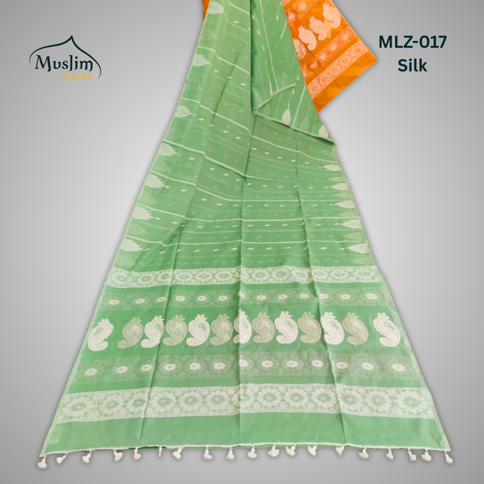 মার্সলাইজ সিল্ক জামদানী শাড়ি ব্লাউজ পিস ও Tassel সহ thumbnail 15