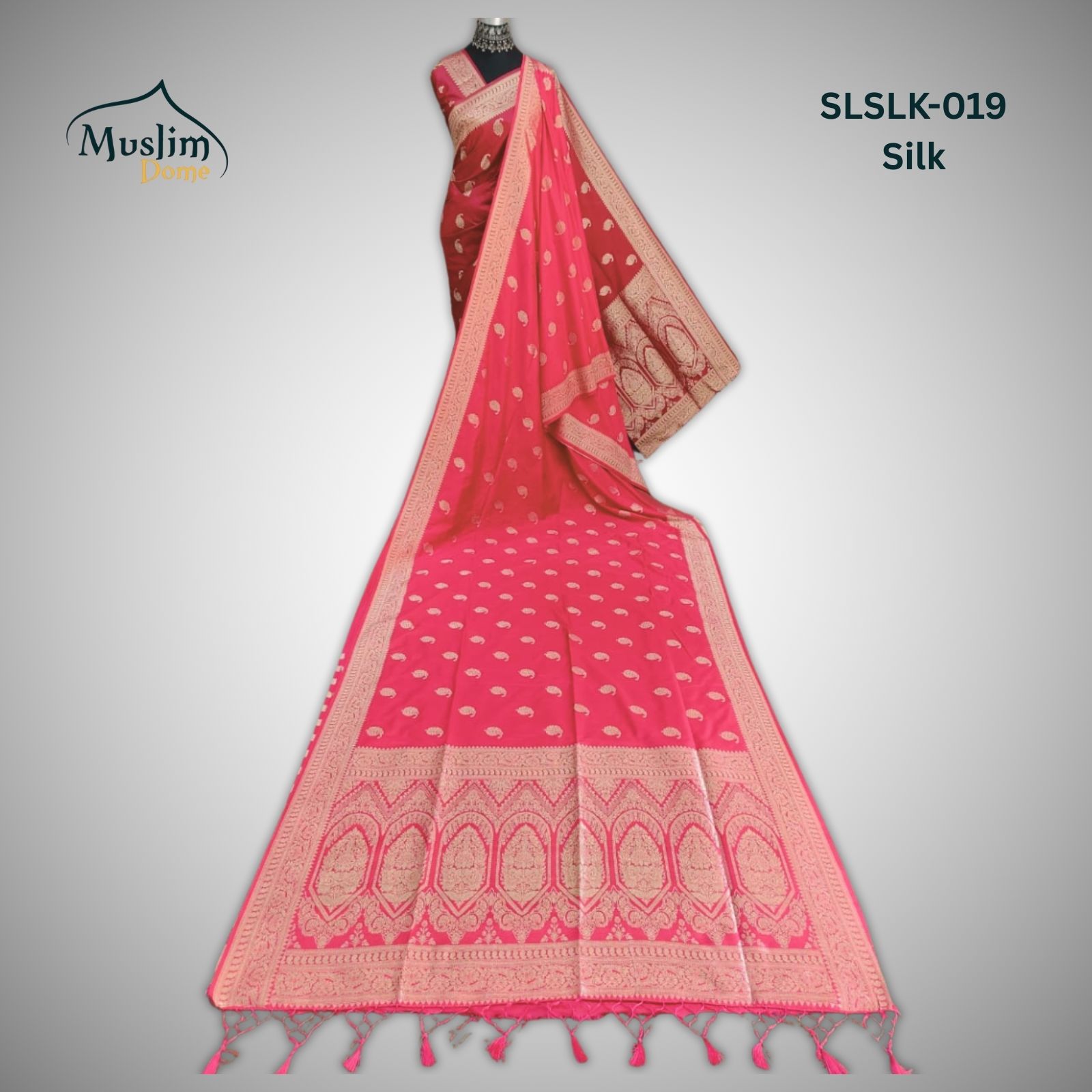 প্রিমিয়াম জামদানী শাড়ি – Premium Jamdani Saree (Half Silk, Single Tree Leaf Design, Blouse Piece Included) thumbnail 4