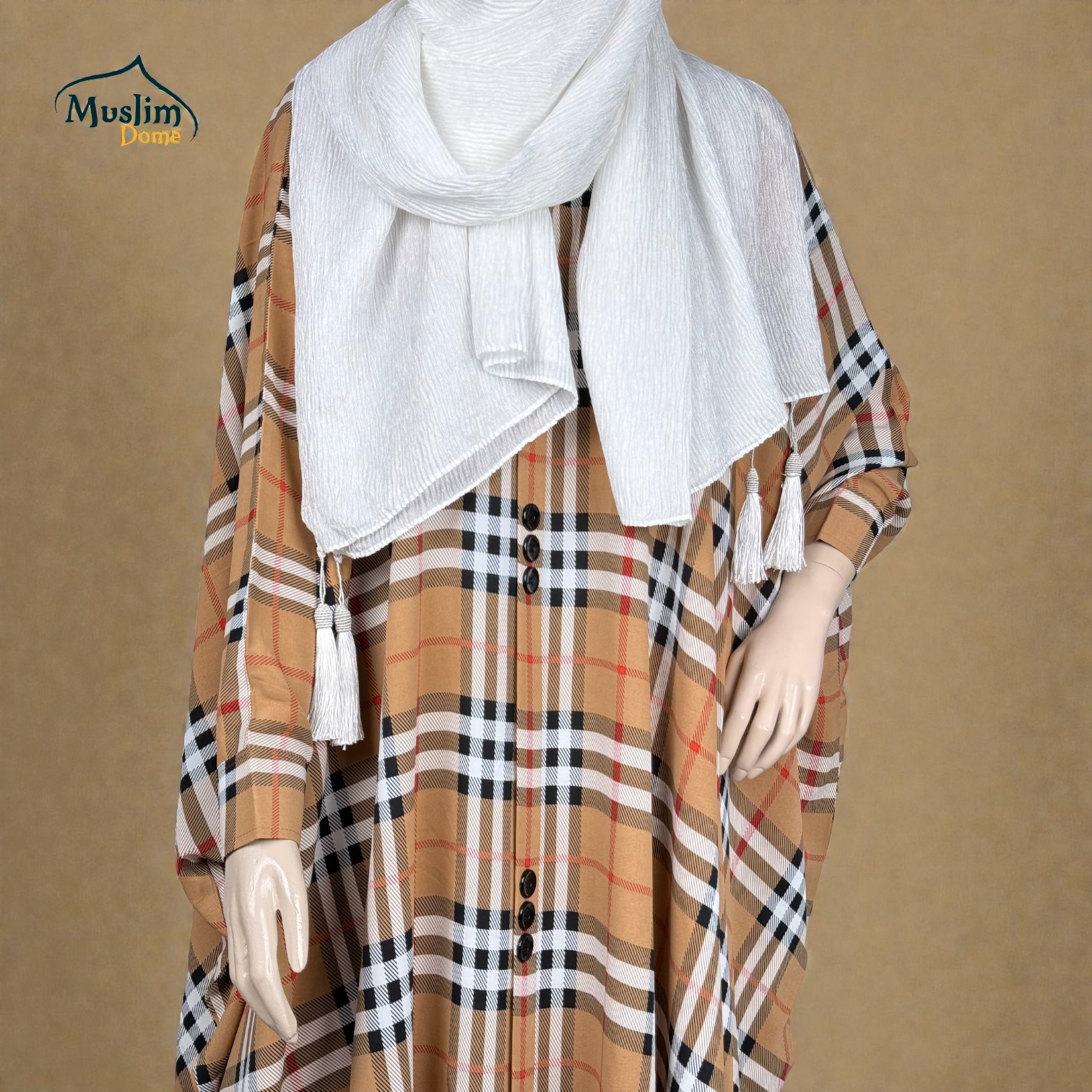 Short Abaya – Burberry Check Pattern | প্রিমিয়াম Dubai Cherry Fabric | Stylish Modest Wear thumbnail 4