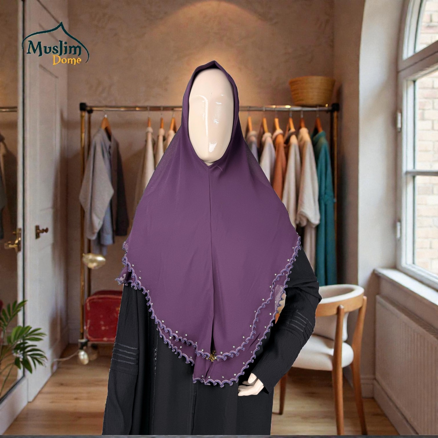 ডাবল লেয়ার লেস রেডি হিজাব | Double Layer Lace Ready Hijab – Malaysian Imported | Imported Chiffon Georgette