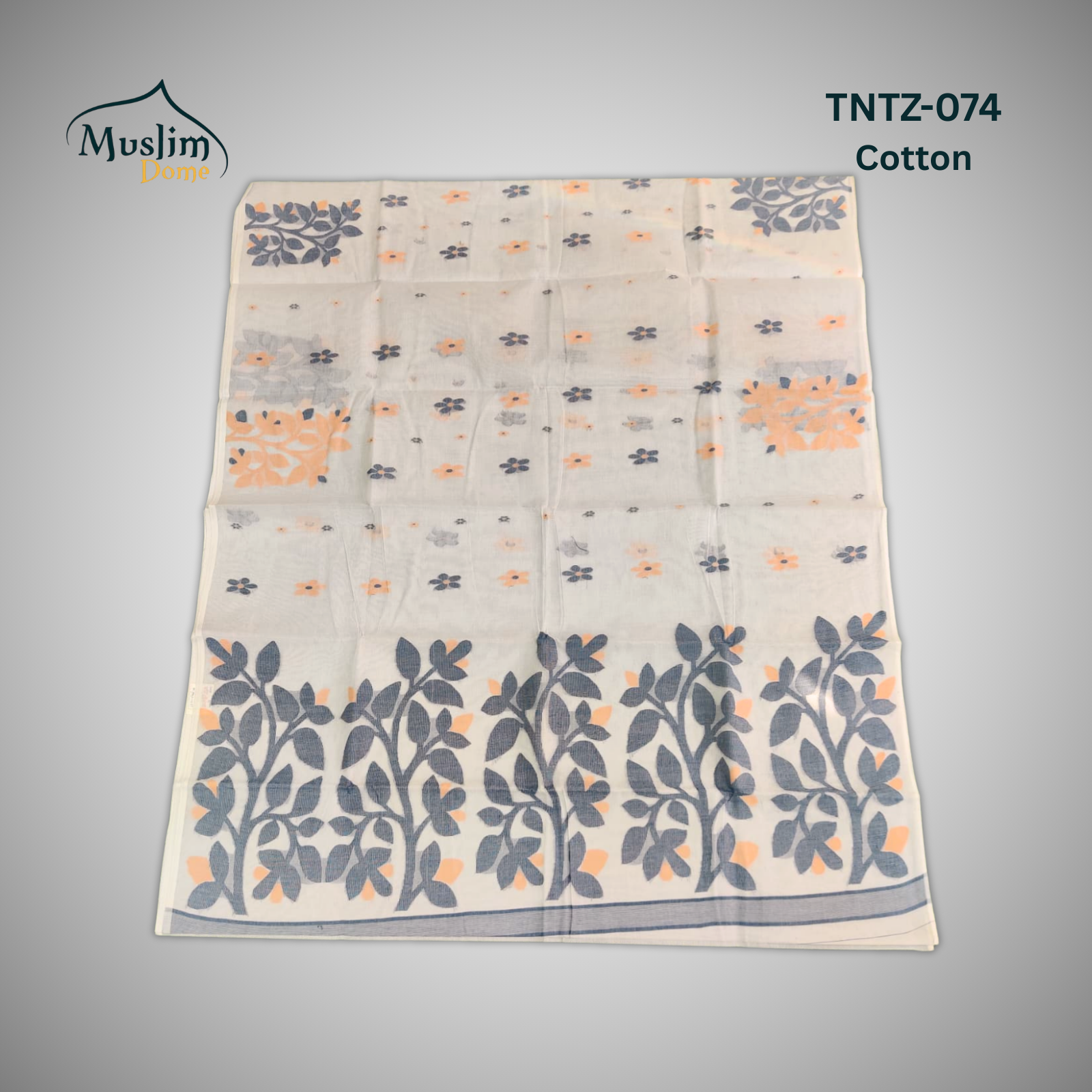 কটন তন্তুজ জামদানী শাড়ি – Cotton Tantuja Jamdani Saree (Large Floral Design, 13.5 Hands, Blouse Piece Included) thumbnail 9