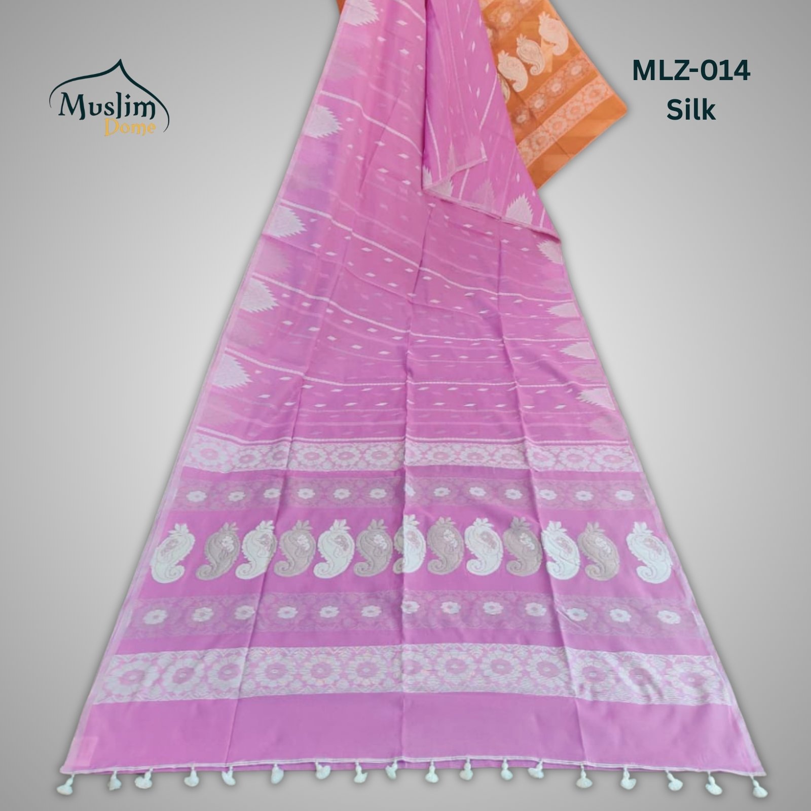 মার্সলাইজ সিল্ক জামদানী শাড়ি ব্লাউজ পিস ও Tassel সহ thumbnail 9