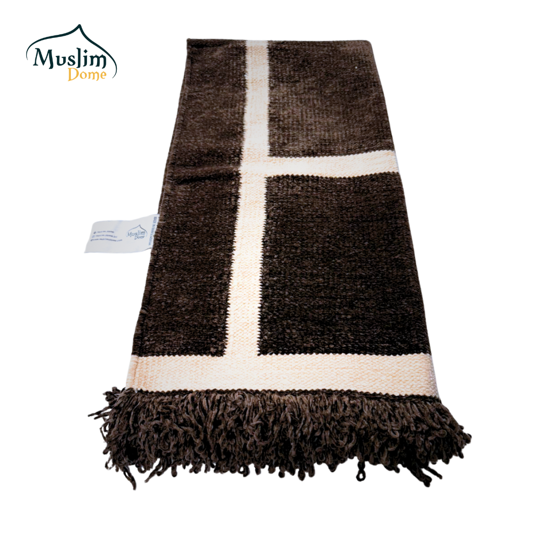 হ্যান্ডমেড জায়নামাজ (Two Person) | Soft Chanel Fabric | Brown Color | Size 47″×48″ thumbnail 2